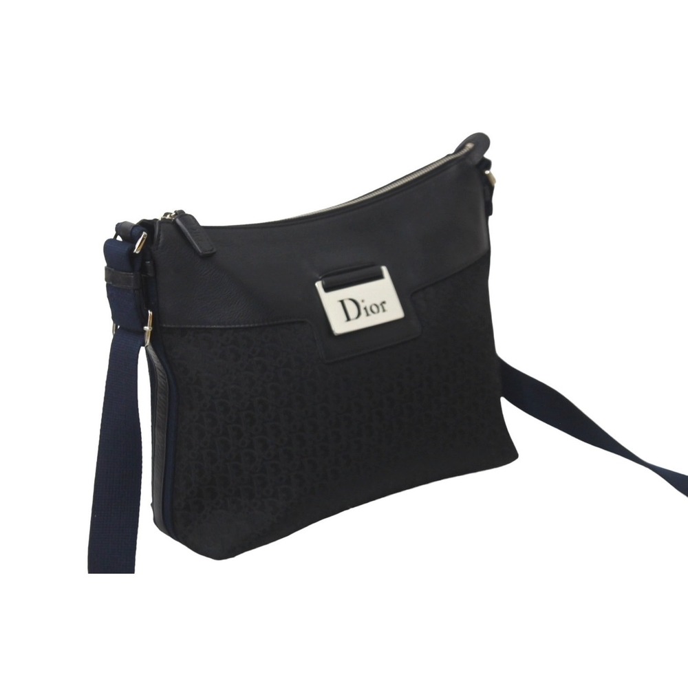 Christian Dior Trotter Handbag Flower Embroidery Canvas Leather Black - Picture 4 of 10